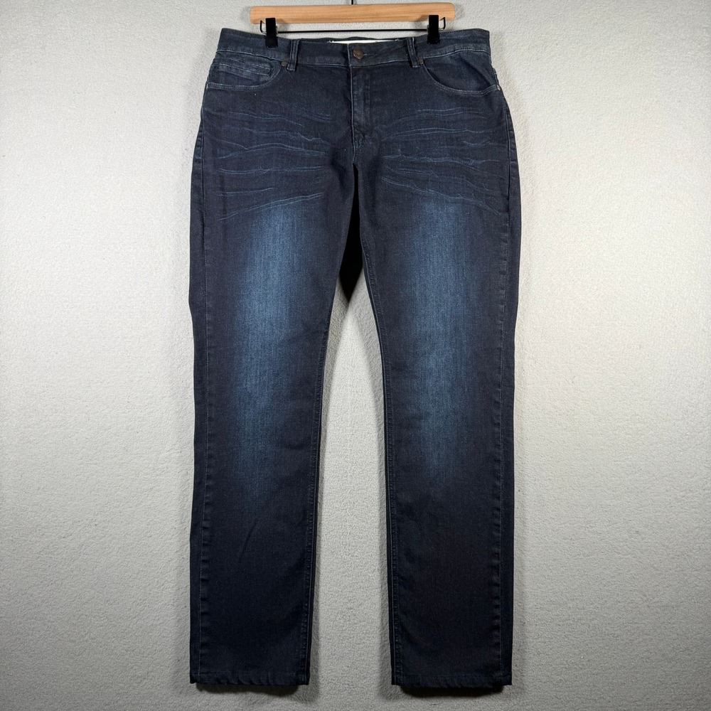 Barbell Apparel Mens 36x32 Athletic Fit Dark Wash Stretch Denim Jeans Blue